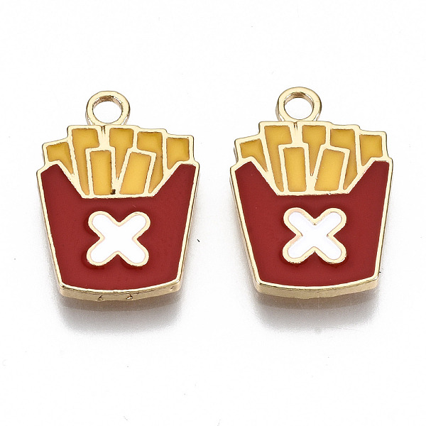 

PandaHall Eco-Friendly Zinc Alloy Pendants, with Enamel, Cadmium Free & Nickel Free & Lead Free, Chips, Light Gold, Brown, 18x13x2mm, Hole...