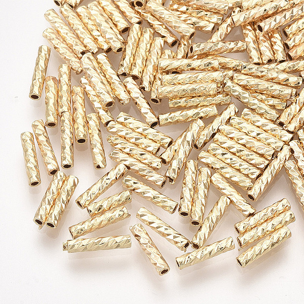 

PandaHall Brass Fancy Cut Beads, Column, Real 18K Gold Plated, 7x1.5mm, Hole: 0.8mm Brass Column