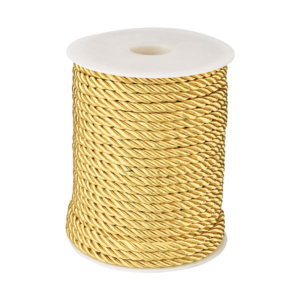 

PandaHall 3-Ply Polyester Cords, Binding Rope with Decorative Rope, Plastic Clasp Hand Cord, Gold, 5mm, 30m/roll Polyester Gold