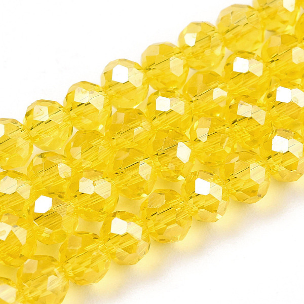 

PandaHall Electroplate Glass Beads Strands, Pearl Luster Plated, Faceted, Rondelle, Yellow, 4x3mm, Hole: 0.4mm, about 113~115pcs/strand...
