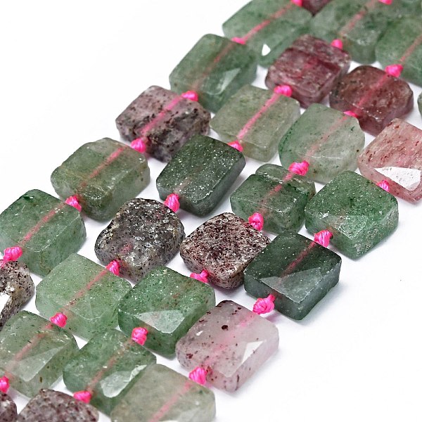 

PandaHall Natural Strawberry Quartz Beads Strands, Faceted, Square, 9.5~12x9~12x5~6mm, Hole: 0.8mm, about 29~34pcs/strand, 15.94~16.54 inch...