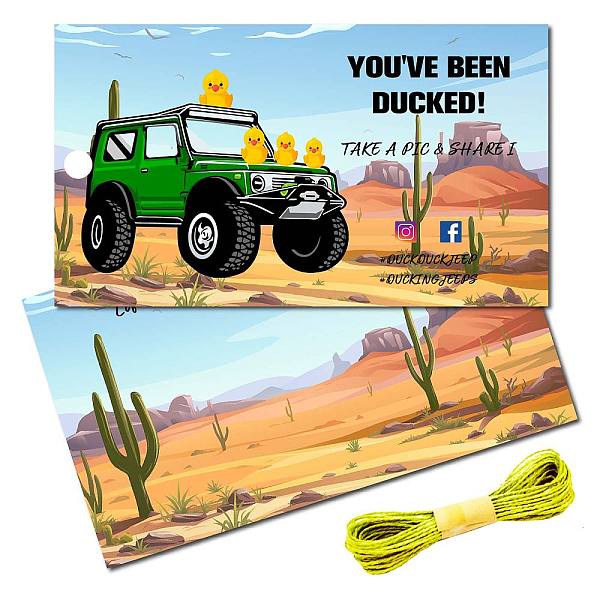 PandaHall CREATCABIN 50Pcs You've Been Ducked Cards Duck Tags Card Ducking Game DIY Jeep Duck Card with Hole and Twine for Rubber Ducks...