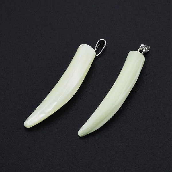 

PandaHall Natural Trochid Shell/Trochus Shell Pendants, with Platinum Tone Iron Findings, Chili Shape Charm, 45x7x6.5mm, Hole: 2x6mm Trochus...