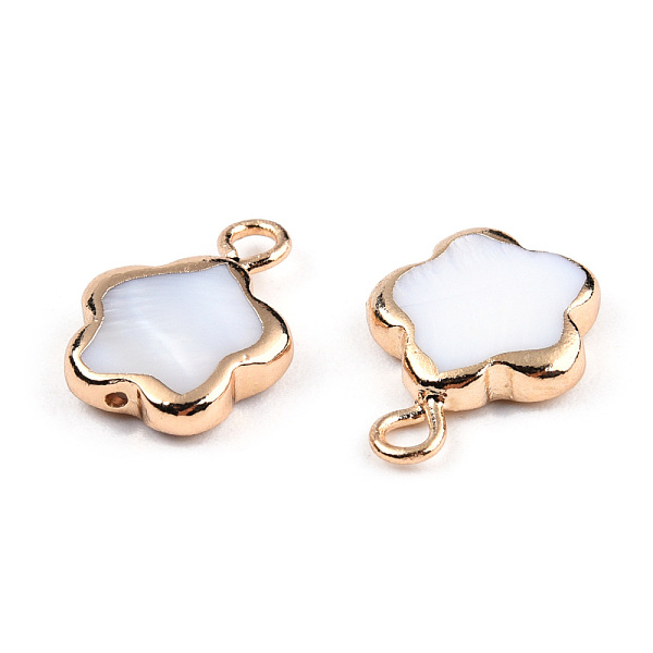 

PandaHall Electroplated Natural Freshwater Shell Charms, with Light Gold Plated Brass Findings, Flower, Creamy White...