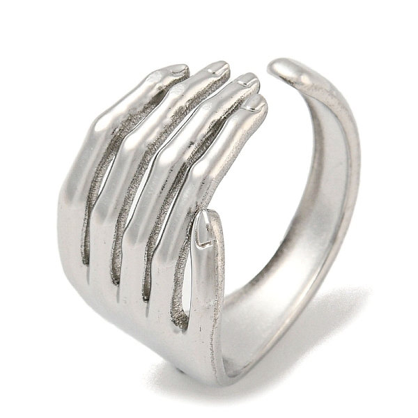 

PandaHall 304 Stainless Steel Open Cuff Ring, Fingers Hand, Stainless Steel Color, US Size 7 1/4(17.5mm) 304 Stainless Steel