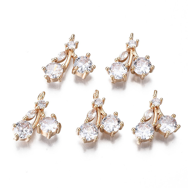 

PandaHall Brass Micro Pave Clear Cubic Zirconia Charms, Long-Lasting Plated, Cadmium Free & Lead Free, Cherry, Light Gold, 14x12~13x4~5mm...