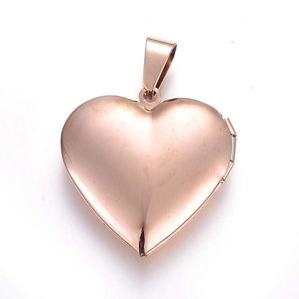 

PandaHall 304 Stainless Steel Locket Pendants, Photo Frame Charms for Necklaces, Heart with Word Love, For Valentine's Day, Rose Gold...