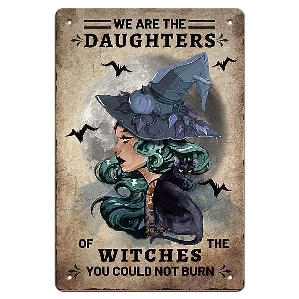 PandaHall GLOBLELAND We are The Daughter of The Witches Vintage Metal Tin Sign Plaque Poster Retro Halloween Metal Wall Decorative Tin Signs...