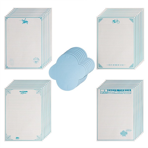 

PandaHall Letter Paper, Mixed Pattern, with Retro Colored Pearl Blank Mini Paper Envelopes, Mixed Color, 26x18.6cm, 8pcs/bag, 4 style, 1..., Multicolor