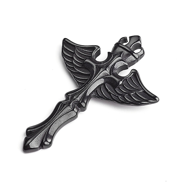 

PandaHall 304 Stainless Steel Big Pendants, Cross with Wings, Electrophoresis Black, 64x46x9mm, Hole: 6x3mm 304 Stainless Steel Cross