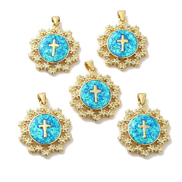 

PandaHall Rack Plating Brass Micro Pave Cubic Zirconia with Synthetic Opal Pendants, with Jump Ring, Lead Free & Cadmium Free, Long-Lasting..., Clear