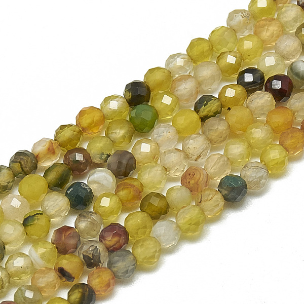 Natural Yellow Green Agate Beads Strands