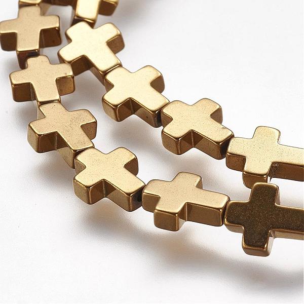 

PandaHall Non-magnetic Synthetic Hematite Beads Strands, Vacuum Plating, Grade A, Cross, Golden Plated, 10x8x3mm, Hole: 1mm, about...