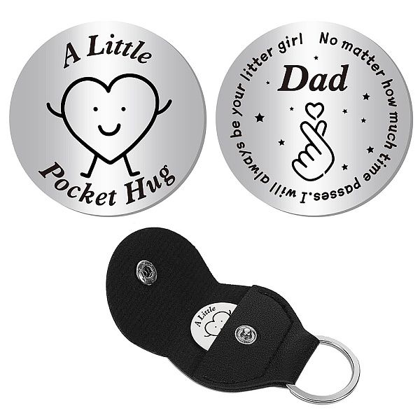 

PandaHall CREATCABIN A Little Pocket Hug Token Heart Long Distance Relationship Keepsake Engraved Stainless Double Sided Pocket Token Coin...