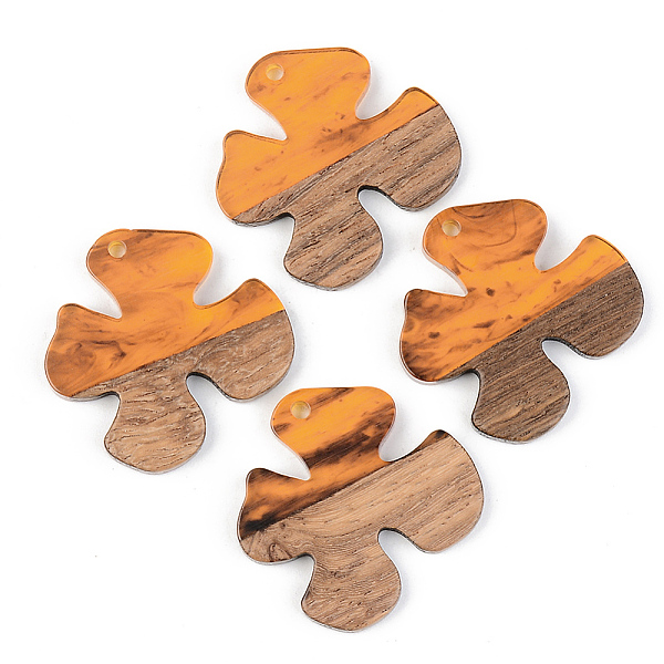 

PandaHall Resin & Walnut Wood Pendants, Flower, Orange, 28x28x3mm, Hole: 2mm Resin+Wood Flower Orange