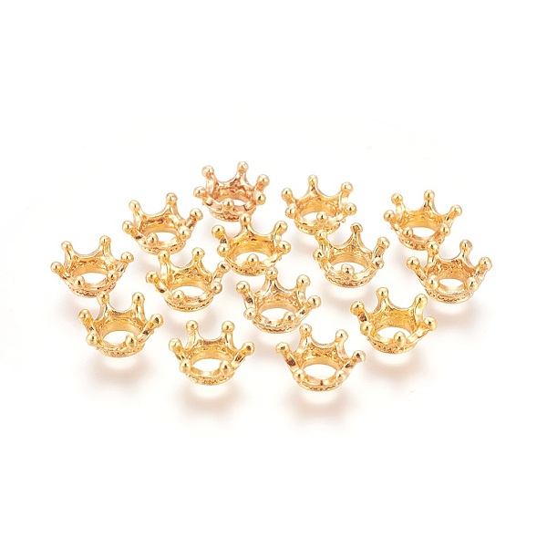 

PandaHall Tibetan Style Alloy Bead Caps, Crown, Golden, 13x6mm, Hole: 6mm Alloy