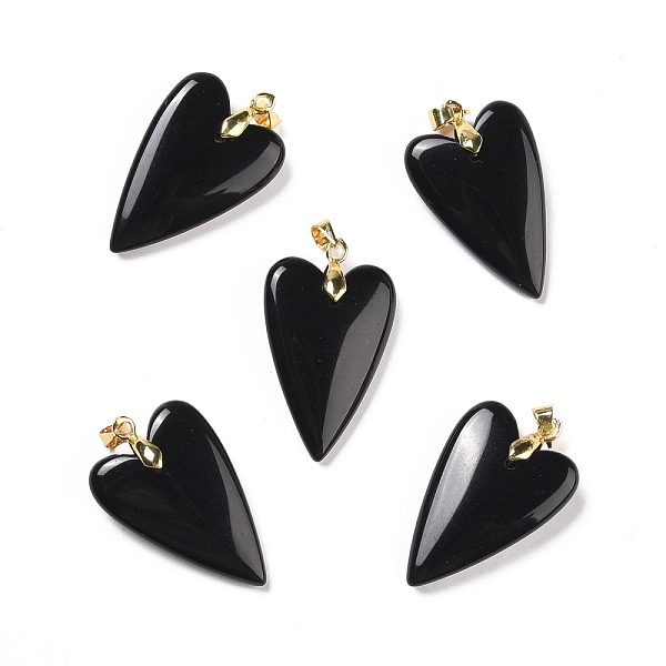 

PandaHall Natural Obsidian Pendants, with Rack Plating Golden Plated Brass Findings, Long-Lasting Plated, Heart, 32~34x20x8mm, Hole: 4x4mm...
