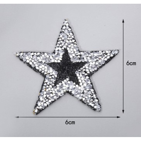 

PandaHall Glitter Hotfix Rhinestone, Iron on Patches, Dress Shoes Garment Decoration, Star, Crystal, 60x60x3mm Glass Rhinestone Star Clear