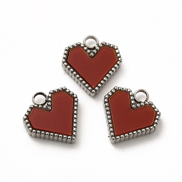 

PandaHall 304 Stainless Steel Pendants, with Acrylic, Heart, FireBrick, 12x11x3mm, Hole: 2mm Stainless Steel+Acrylic Heart Red