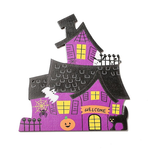 

PandaHall Single Face Printed Wood Big Pendants, Halloween Charms, Castle, 190x170x5mm, Hole: 3.5mm Wood Castle