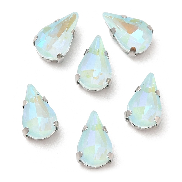 

PandaHall Mocha Fluorescent(MI) Teardrop Sew on Rhinestone, Multi-strand Links, with Brass Prong Settings, Garments Accessories, Aquamarine..., Cyan