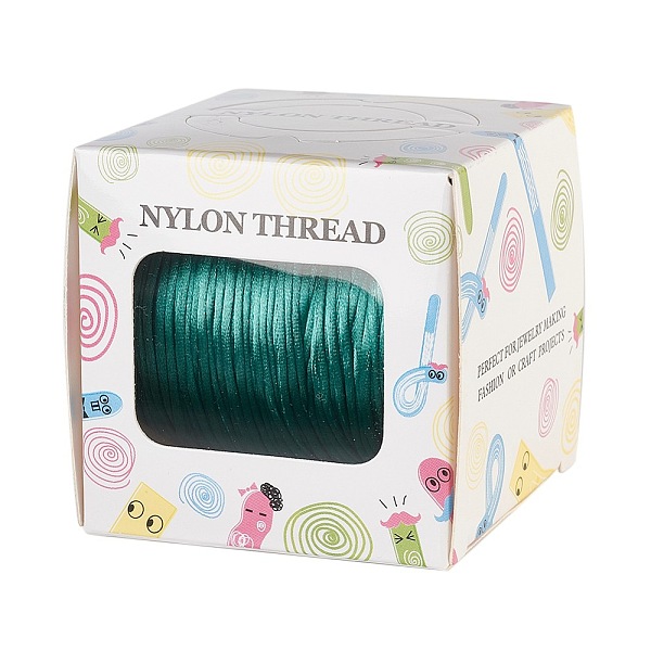 

PandaHall Nylon Thread, Rattail Satin Cord, Dark Sea Green, 1.0mm, about 76.55 yards(70m)/roll Nylon Green