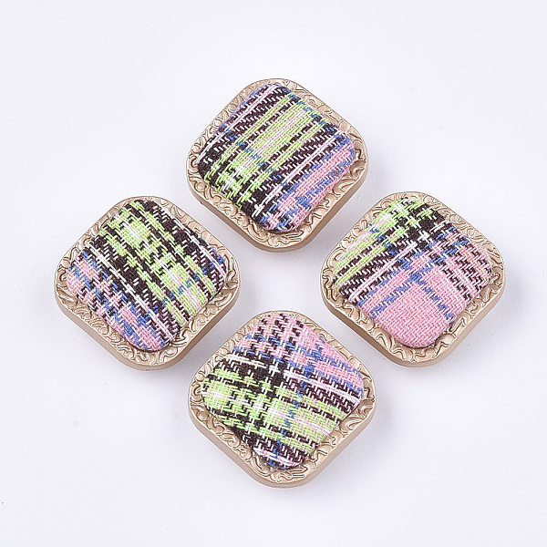 

PandaHall CCB Plastic Shank Buttons, with Cloth, 1-Hole, Square, Colorful, 26.5x26.5x12mm, Hole: 3.5mm Plastic Square