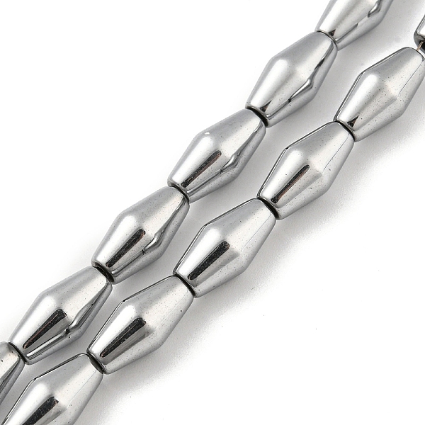 

PandaHall Electroplated Synthetic Non-magnetic Hematite Beads Strands, Bicone, Platinum Plated, 6.2~6.5x12~12.5mm, Hole: 1.4mm, about...
