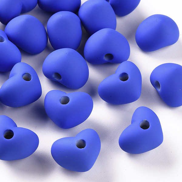 

PandaHall Acrylic Beads, Rubberized Style, Half Drilled Beads, Heart, Royal Blue, 14.5x18.5x13.5mm, Hole: 3.5mm Acrylic Heart