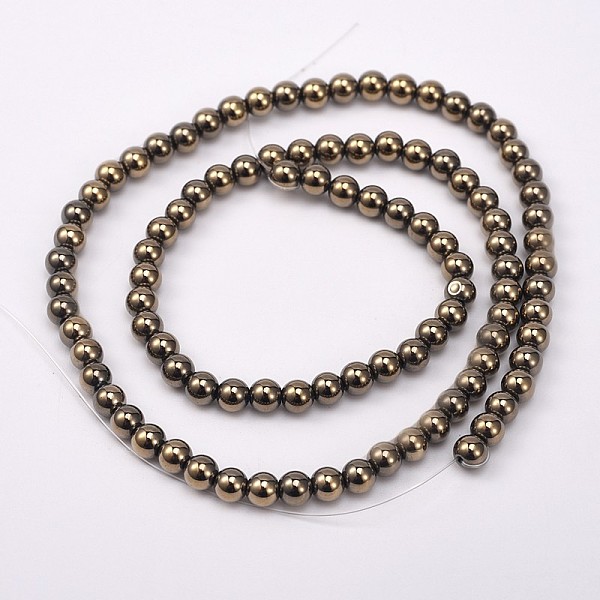 

PandaHall Round Electroplate Non-magnetic Synthetic Hematite Beads Strands, Golden Plated, 4.5mm, Hole: 1mm, about 100pcs/strand, 16.1 inch...