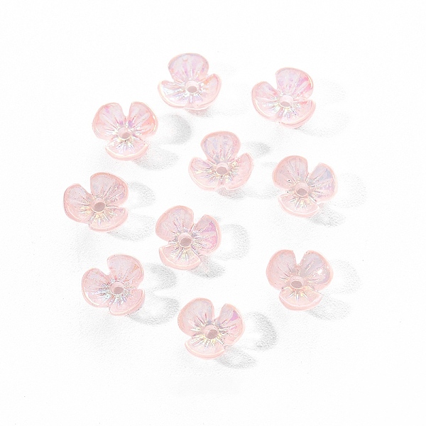 

PandaHall Electroplated 3-petal Flower Resin Cabochons, Nail Art Decoration Accessories, Pink, 6x6.5x2.5mm, Hole: 1mm, 10pc/bag Resin Flower