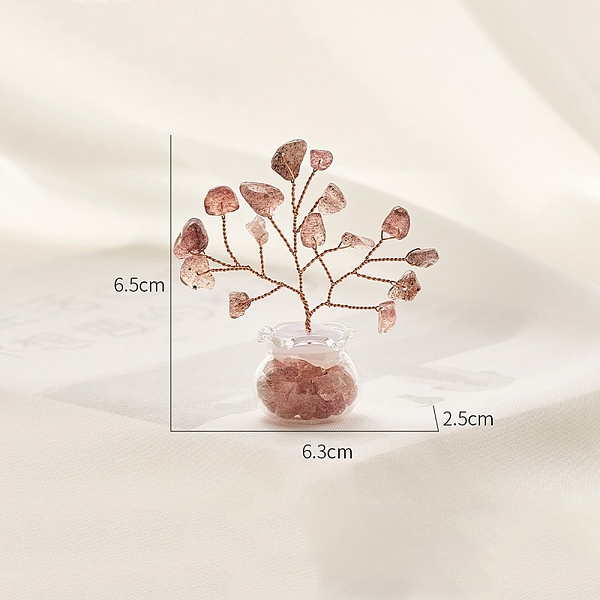 

PandaHall Synthetic Strawberry Quartz Chips Tree Decorations, Copper Wire Feng Shui Energy Stone Gift for Home Desktop Decoration...