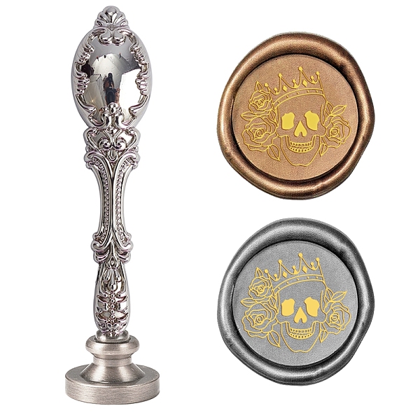 PandaHall DIY Scrapbook, Brass Wax Seal Stamp Head, Skull Pattern, 25x14mm Alloy Skull