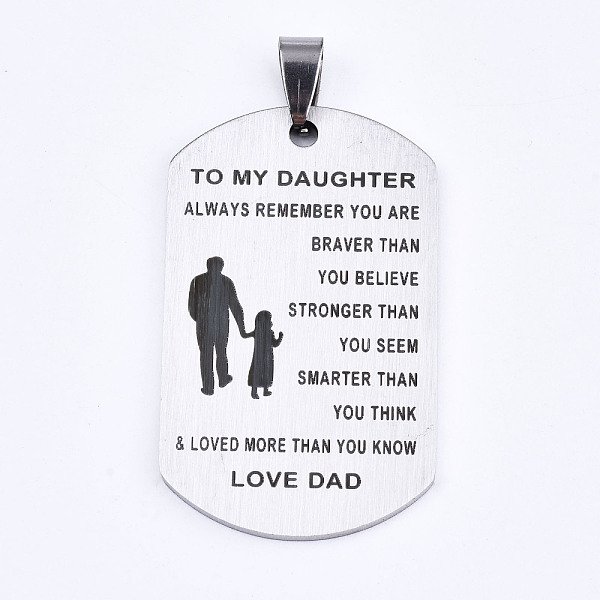 

PandaHall 201 Stainless Steel Quote Pendants, Stamped Dog Tags, Inspirational Gifts for Daughter Jewelry, Rectangle, Laser Cut, Stainless...