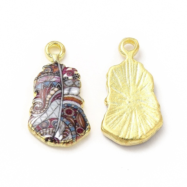 

PandaHall Rack Plating Alloy Pendants, Printed, Lead Free & Cadmium Free & Nickel Free, Leaf Charm, Light Gold, Colorful, 19x10.5x2.5mm...