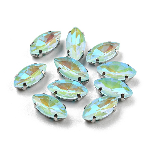 

PandaHall Mocha Fluorescent(MI) Horse Eye Sew on Rhinestone, Multi-strand Links, with Brass Prong Settings, Garments Accessories, Aquamarine..., Cyan