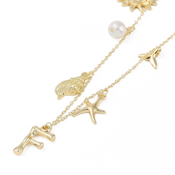 

PandaHall Bohemian Summer Beach Style 18K Gold Plated Shell Shape Initial Pendant Necklaces Brass