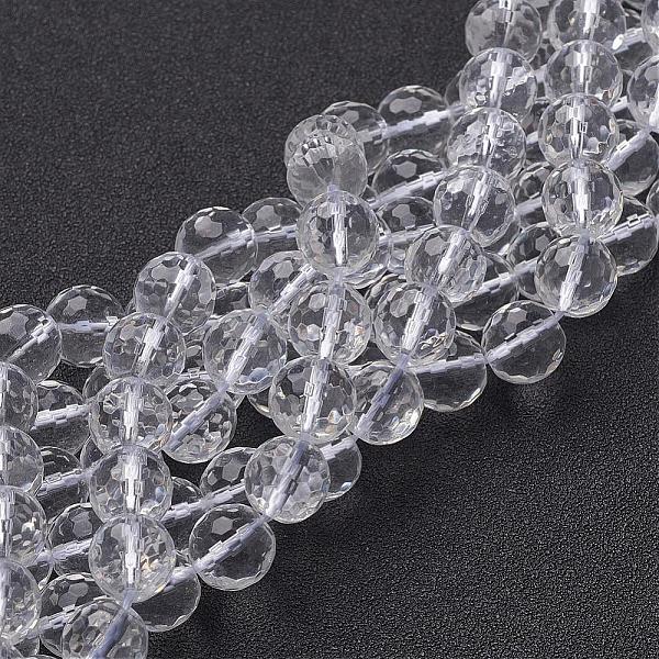 

PandaHall Gemstone Beads Strands, Quartz Crystal, Faceted(128 Facets), Round, Synthetic Crystal, 10mm, Hole: 1mm, about 39pcs/strand, 15.5..., Clear