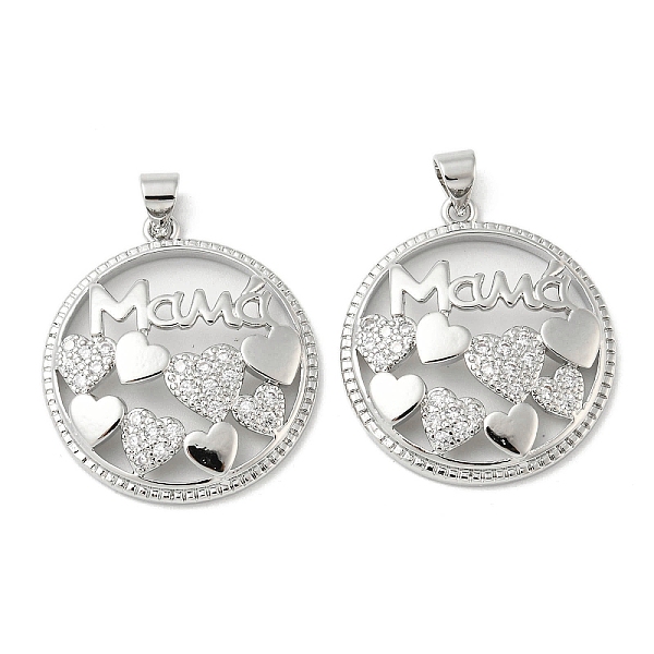 

PandaHall Mother's Day Theme Rack Plating Brass Micro Pave Cubic Zirconia Pendants, Long-Lasting Plated, Lead Free & Cadmium Free, Flat..., Clear