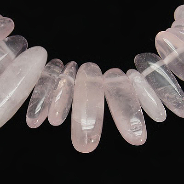 

PandaHall Natural Rose Quartz Stone Beads Strands, Tube, 5~7x15~24x5~6mm, hole: 1mm Rose Quartz Others Pink