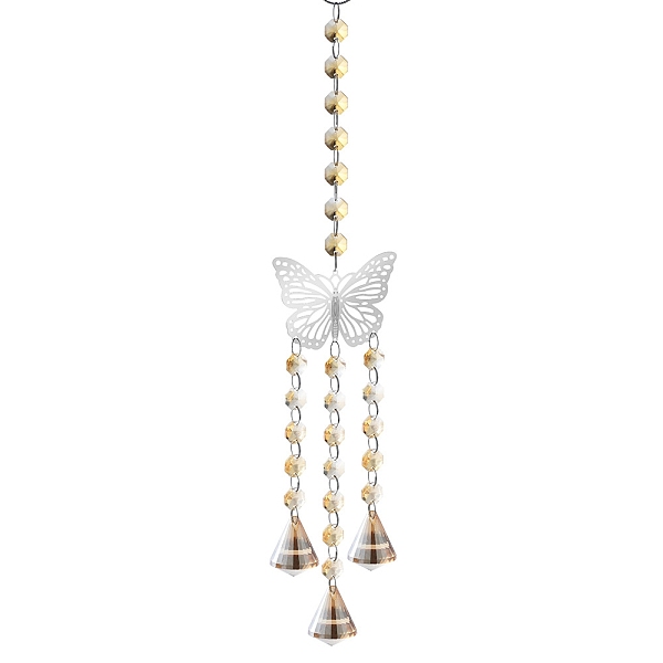 

PandaHall Metal with Glass Beaded Hanging Pendant Decorations, Suncatchers for Party Window, Wall Display Decorations, Butterfly, 420x86mm...