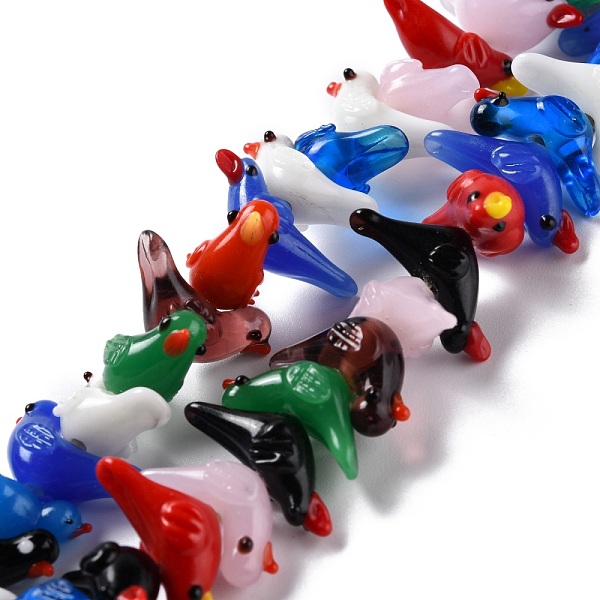 

PandaHall Handmade Lampwork Beads, Bumpy, Pigeon, Mixed Color, 23~26x10~12x10~15mm, Hole: 1.2~1.8mm, about 36pcs/strand, 12.20 inch(31cm)..., Multicolor
