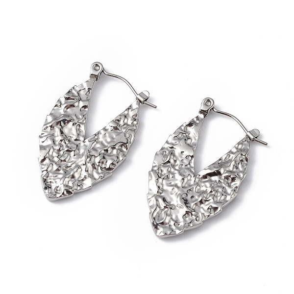 

PandaHall 304 Stainless Steel Teardrop Hoop Earrings for Women, Stainless Steel Color, 30x18x2.5mm, Pin: 0.5mm 304 Stainless Steel Teardrop