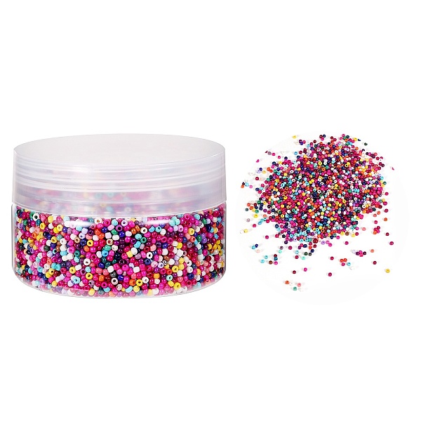 

PandaHall Glass Seed Beads, Baking Paint, Round Hole, Round, Mixed Color, 13/0, 2~2.5x1.5~2mm, Hole: 0.8mm, about 135g/box Glass Multicolor