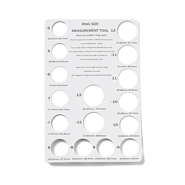 

PandaHall Paper Finger Ring Measuring Cards, US Ring Size Card, Rectangle, White, 15.4x10.1x0.03cm, Inner Diameter: 1.615~2.232cm Paper...