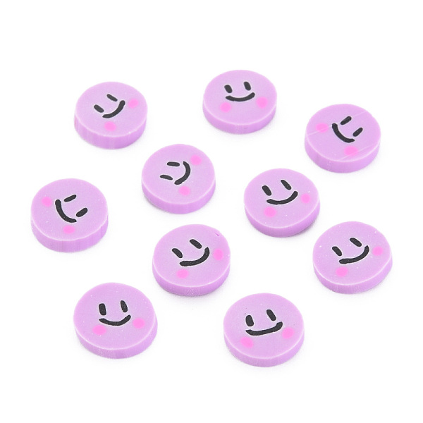 

PandaHall Handmade Polymer Clay Cabochons, Flat Round with Expression, Plum, 9~10x1~2mm, about 5000pcs/1000g Polymer Clay Flat Round Purple