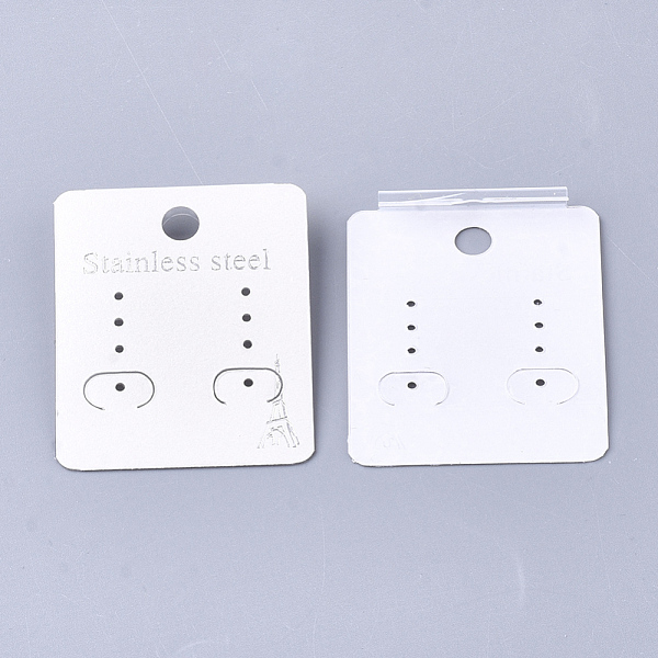 

PandaHall Plastic Display Cards, Used For Earrings, Rectangle, Linen, 4.9x4x0.7~0.8cm, Hole: 6mm Plastic Rectangle Brown
