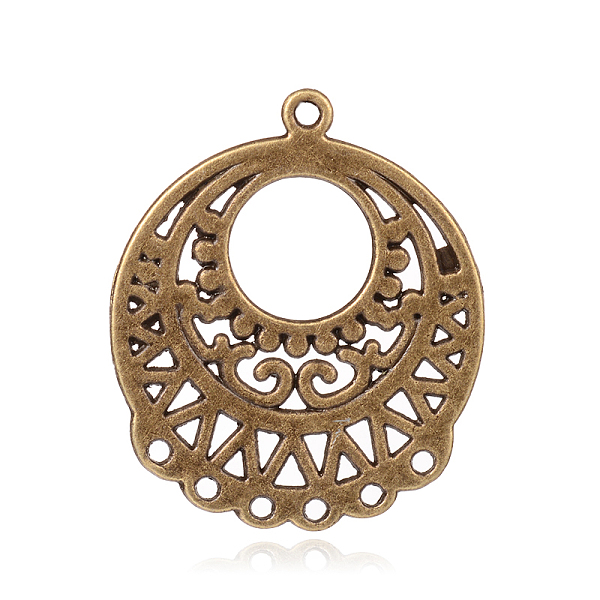 

PandaHall Flat Round Tibetan Style Alloy Chandelier Links, Antique Bronze, 31x26x1mm, Hole: 1.5mm Alloy Flat Round