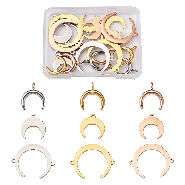 

PandaHall Stainless Steel Links Connectors & Pendants, Moon, Mixed Color, 18pcs/box Stainless Steel Moon