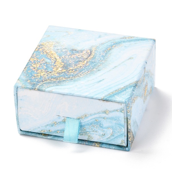 

PandaHall Square Paper Drawer Box, with Black Sponge & Polyester Rope, Marble Pattern, for Bracelet and Rings, Light Sky Blue, 7.5x7.7x4cm...